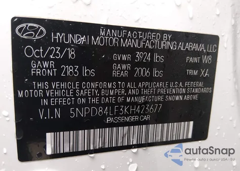 2019 Hyundai Elantra Sel из США, поврежденный, VIN 5NPD84LF3KH423677